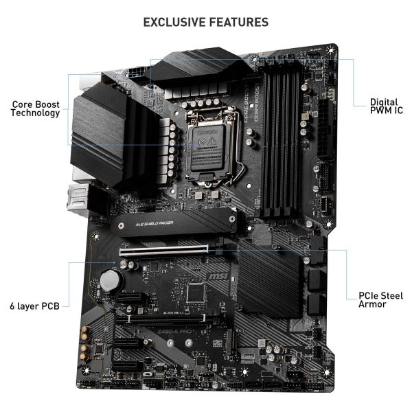 MSI Z490-A PRO ATX Gaming Motherboard - Image 3