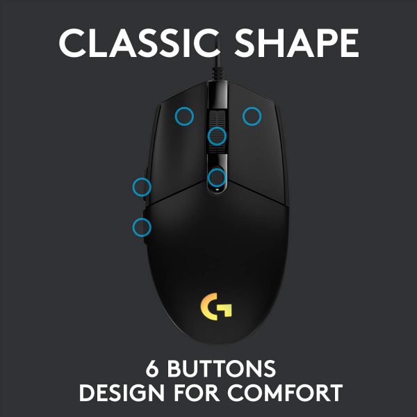 Logitech G102 Light Sync Gaming Mouse with Customizable RGB Lighting, 6 Programmable Buttons, Gaming Grade Sensor, 8 k dpi Tracking,16.8mn Color, Light Weight - Image 9