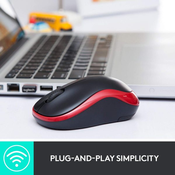 Logitech M185 Wireless Mouse USB for PC Windows, Mac and Linux, Grey with Ambidextrous Design-Black - Image 2