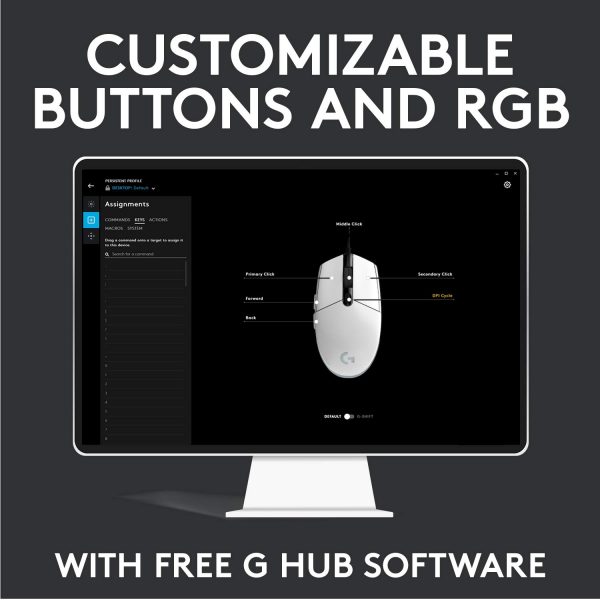 Logitech G102 Light Sync Gaming Mouse with Customizable RGB Lighting, 6 Programmable Buttons, Gaming Grade Sensor, 8 k dpi Tracking,16.8mn Color, Light Weight - Image 2