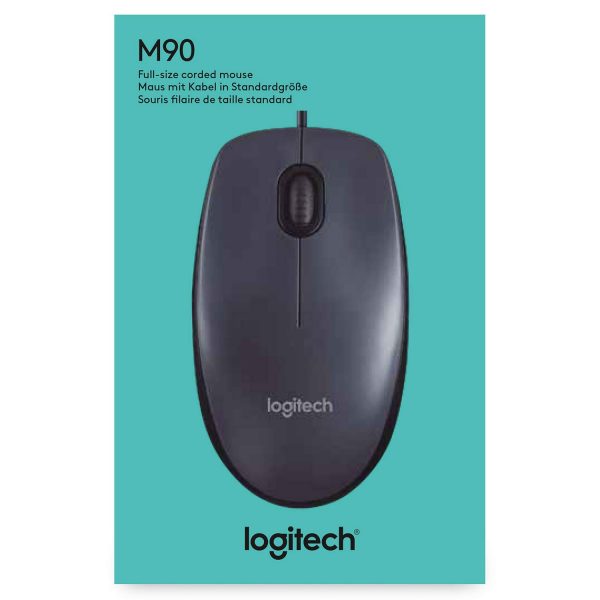 Logitech M90 Wired USB Mouse, 1000 DPI Optical Tracking, Ambidextrous PC/Mac/Laptop - Image 3