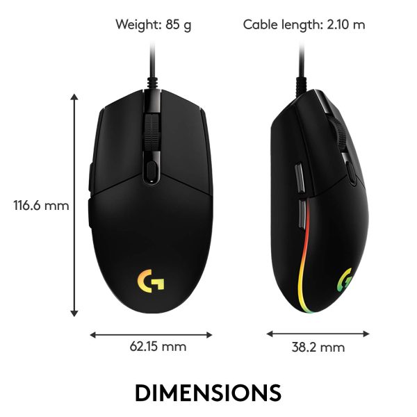 Logitech G102 Light Sync Gaming Mouse with Customizable RGB Lighting, 6 Programmable Buttons, Gaming Grade Sensor, 8 k dpi Tracking,16.8mn Color, Light Weight - Image 8