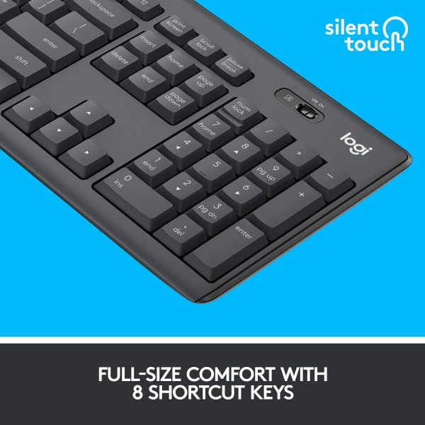 Logitech MK295 Wireless Keyboard and Mouse Combo - SilentTouch Technology, Full Number Keyboard, Shortcut Buttons, Nano USB Receiver, 90% Less Noise - Black - Image 9
