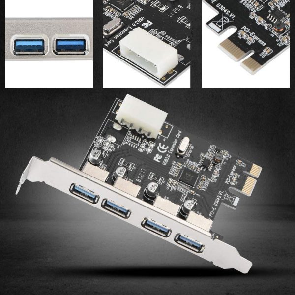 USB 3.0 PCI-E Express ADD-on Card with 4 Ports and 5V 4-Pin Power Connector - Image 4