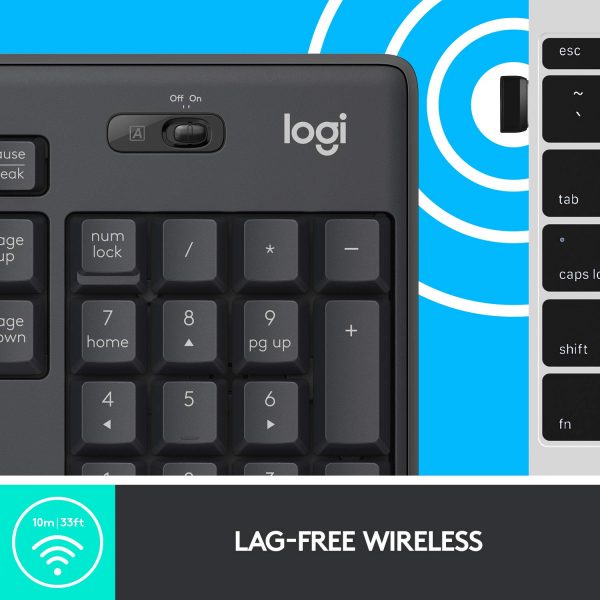 Logitech MK295 Wireless Keyboard and Mouse Combo - SilentTouch Technology, Full Number Keyboard, Shortcut Buttons, Nano USB Receiver, 90% Less Noise - Black - Image 4