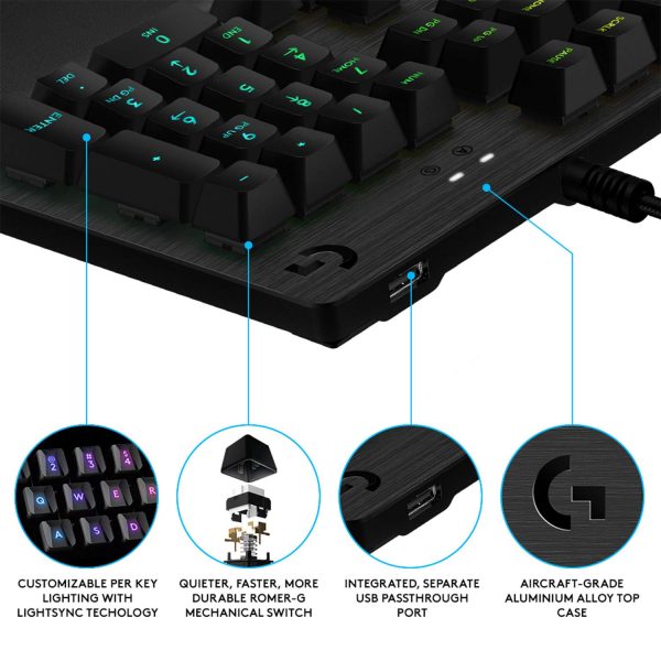 G512 CARBON LIGHTSYNC RGB Mechanical Gaming Keyboard, GX Brown (Tactile) - Image 6
