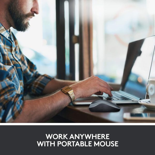 Logitech M185 Wireless Mouse USB for PC Windows, Mac and Linux, Grey with Ambidextrous Design-Black - Image 7