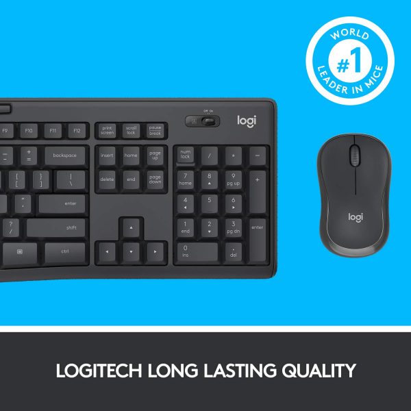 Logitech MK295 Wireless Keyboard and Mouse Combo - SilentTouch Technology, Full Number Keyboard, Shortcut Buttons, Nano USB Receiver, 90% Less Noise - Black - Image 6