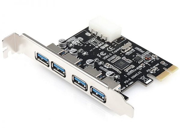USB 3.0 PCI-E Express ADD-on Card with 4 Ports and 5V 4-Pin Power Connector