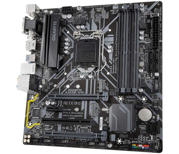 Gigabyte Intel® B365M D3H Ultra Durable Motherboard with PCIe Gen3 x4 M.2, Intel GbE LAN with 25KV Protection, 7 Colors RGB LED Strips Support, Anti-Sulfur Resistor, Smart Fan5, DualBIOS™ - Image 3
