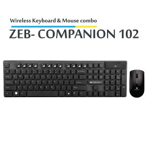 Zebronics Zeb-Companion 102 Wireless Keyboard and Mouse Combo, 104 Keys/Rupee Key, 1200 DPI Optical Sensor Mice, USB Nano Receiver