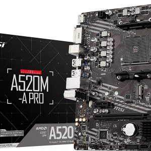 MSI A520M-A PRO Gaming Motherboard (AMD AM4, DDR4, PCIe 4.0, SATA 6Gb/s, Dual M.2, USB 3.2 Gen 1, DVI/HDMI, Micro-ATX)