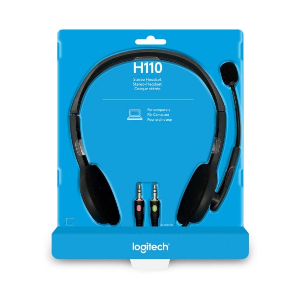 Logitech H110 Wired headset, Stereo Headphones with noise-cancelling Microphone,3.5-mm Dual Audio Jack, PC/Mac/Laptop- Grey