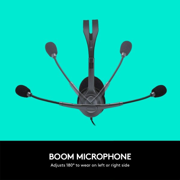 Logitech H111 Wired Headset, Stereo Headphones with Noise-Cancelling Microphone, 3.5 mm Audio Jack, PC/Mac/Laptop/Smartphone/Tablet - Black - Image 2