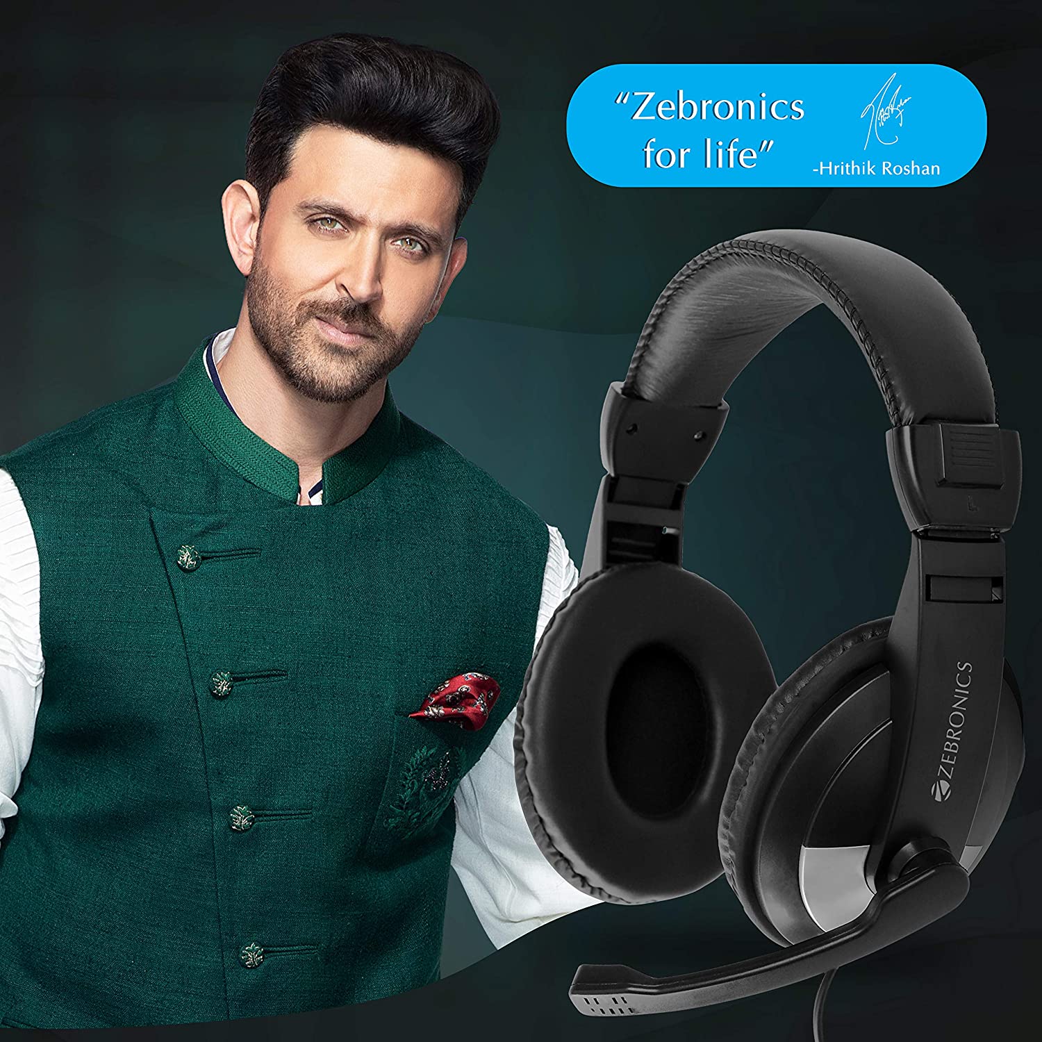 Zebronics Zeb 200HM Headphone with Mic Dual 3.5mm Connectors Adjustable Headband Mic for PC Computers Laptop Pam Infotech