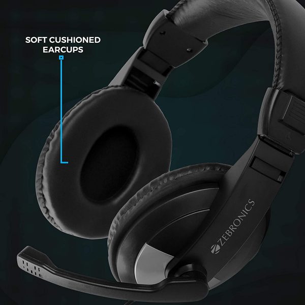 Zebronics Zeb-200HM Headphone with Mic, Dual 3.5mm Connectors, Adjustable Headband & Mic, for PC Computers/Laptop - Image 5