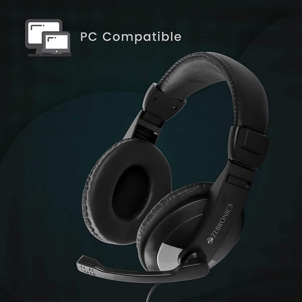 Zebronics Zeb-200HM Headphone with Mic, Dual 3.5mm Connectors, Adjustable Headband & Mic, for PC Computers/Laptop - Image 7