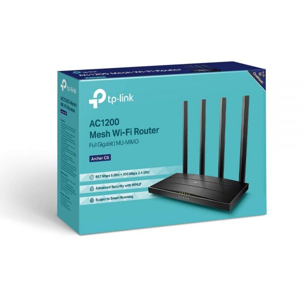 TP-Link Archer C6 Gigabit MU-MIMO Wireless Router, Dual Band 1200 Mbps Wi-Fi Speed, 5 Gigabit Ports, 4 External Antennas and 1 Internal Antenna WiFi Coverage with Access Point Mode, Qualcomm Chipset - Image 4