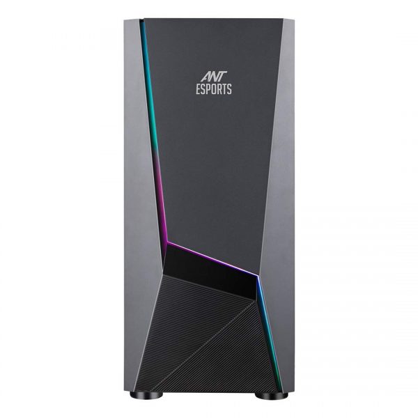 Roll over image to zoom in Ant Esports ICE-130AG Mid Tower Computer Case I Gaming Cabinet Supports ATX, Micro-ATX, Mini-ITX Motherboard with Transparent Side Panel 1 x 120 mm Rear Fan Preinstalled - Black - Image 2
