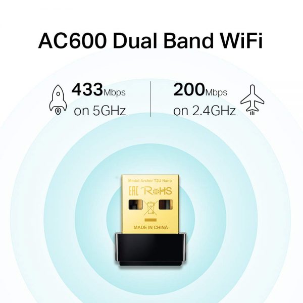 TP-Link Nano AC600 USB Wi-Fi WiFi Adapter(Archer T2U Nano)- 2.4G/5G Dual Band Wireless Network Adapter for PC Desktop, Mini Travel Size, Supports Windows 10, 8.1, 8, 7, XP/Mac OS X - Image 3