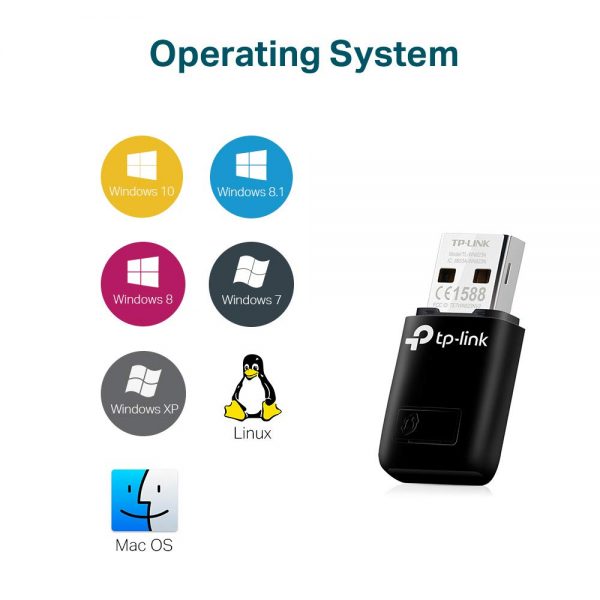 TP-LINK WiFi Dongle 300 Mbps Mini Wireless Network USB Wi-Fi Adapter for PC Desktop Laptop (Supports Windows XP/7/8/8.1, Mac OS and Linux, WPS, Soft AP Mode, USB 2.0) (TL-WN823N), Black - Image 2