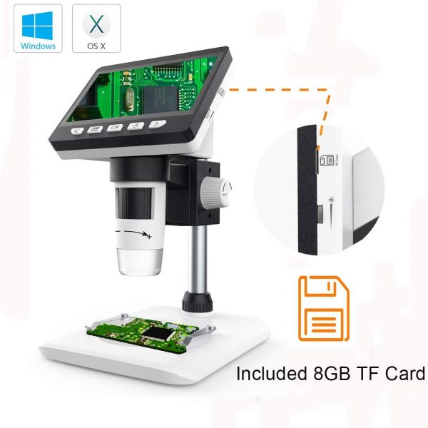 Smiledrive Digital HD Microscope with 4.3" Screen 50-1000x Magnification USB Connects with PC, Built-in MicroSD Card Slot (8gb) Smiledrive - Image 5