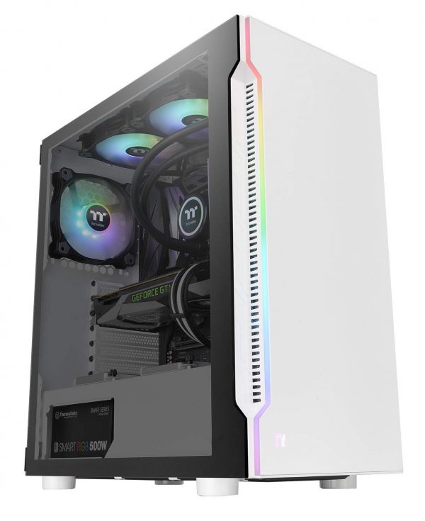 Thermaltake H200 Tempered Glass Snow Edition RGB Light Strip ATX Mid Tower Case with One 120mm Rear Fan Pre-Installed CA-1M3-00M6WN-00 - Image 2