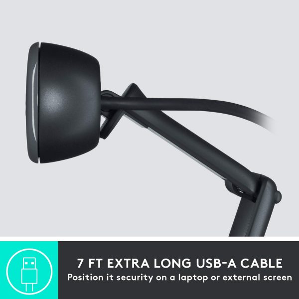 Logitech C505 HD Webcam - 720p HD External USB Camera for Desktop or Laptop with Long-Range Microphone, Compatible with PC or Mac - Grey - Image 3