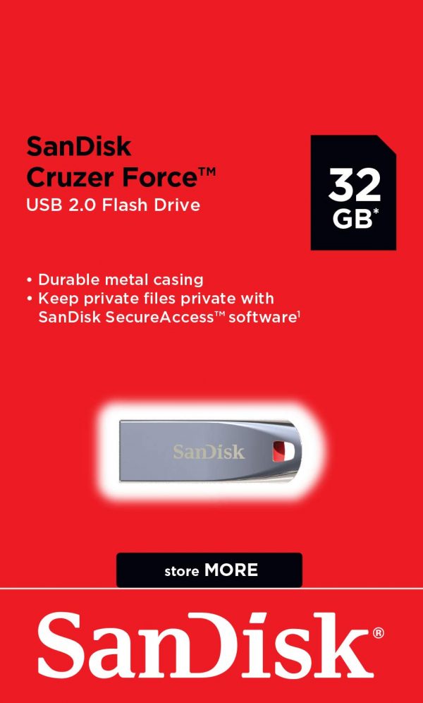 SanDisk Cruzer Force USB Flash Drive, CZ71 32GB, USB2.0, Durable Metal Casing - Image 3