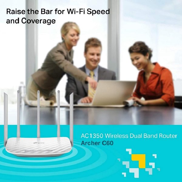 TP-Link Archer C60 AC1350 Dual Band Wireless, Wi-Fi Speed Up to 867 Mbps/5 GHz + 300 Mbps/2.4 GHz, Supports Parental Control, Guest WiFi, MU-MIMO Router, Qualcomm Chipset - Image 4