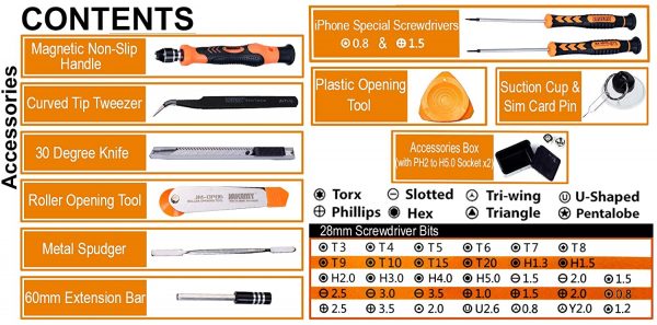 Jakemy 47 In 1 Professional Precision Magnetic Screwdriver Set Household Repair, Disassembly Tool Kit, CR-V made Bits, comes in Sturdy ABS Plastic Box for tools safety, Easy to store & carry JM-8139 - Image 4