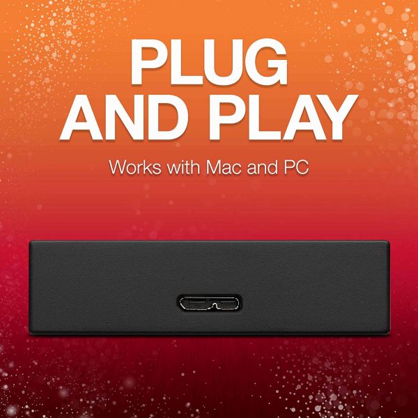 Seagate Backup Plus Portable 5 TB External HDD – USB 3.0 for Windows and Mac, 3 yr Data Recovery Services, Portable Hard Drive – Black with 4 Months Adobe CC Photography (STHP5000400) - Image 2