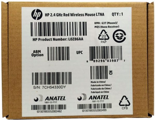HP G3T 3 Button Wireless USB Optical Scroll Mouse with Nano USB Receiver(Red/Black) (L0Z86AA) - Image 3