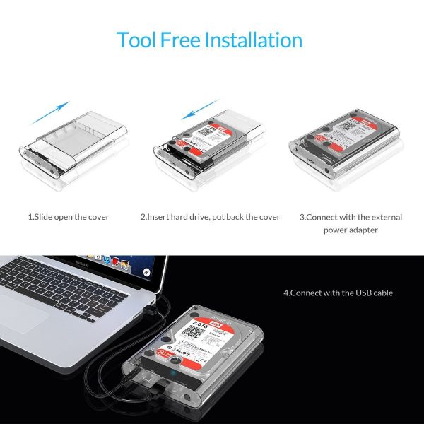 ORICO 3.5 inch USB 3.0 External Hard Drive Enclosure for SATA HDD [Support UASP SATA III] Tool Free- Transparent Upto 8Tb - Image 6