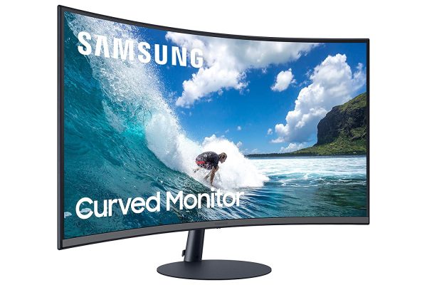 Samsung 27 inch (68.6 cm) Curved Bezel Less, Speakers, Fabric Textured Back Side, FHD, VA Panel with DP, HDMI, VGA, Audio in, Headphone Ports - LC27T550FDWXXL