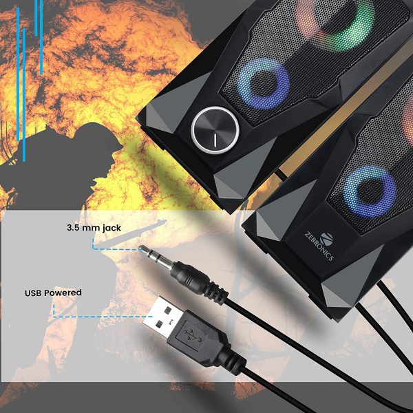 Zebronics Zeb-Warrior 2.0 Multimedia Speaker with Aux Connectivity,USB Powered and Volume Control - Image 3