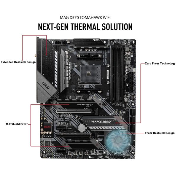 MSI MAG X570 Tomahawk WiFi AMD ATX Gaming Mothearboard with 4 RAM Slots - Image 6