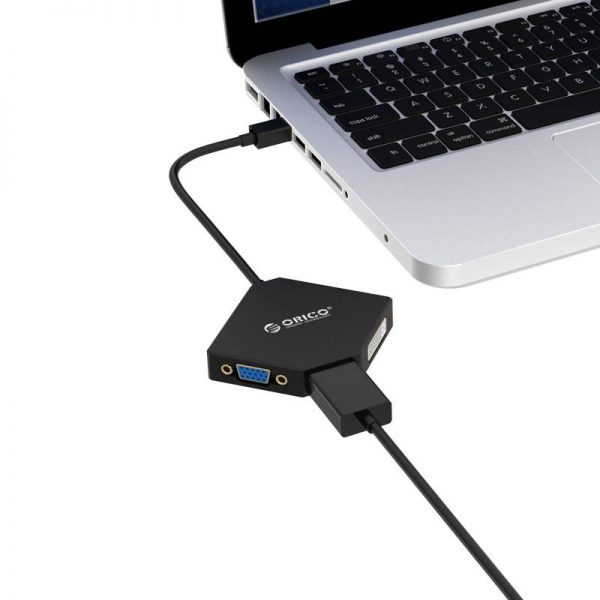 Orico Mini Displayport to HDMI, DVI and VGA Adapter - 4K - 17 cm - Black - Image 3