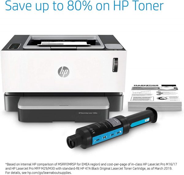 HP Neverstop 1000w WiFi Enabled  Monochrome Laser Printer, 80% Savings on Genuine Cartridge, Self Reloadable with 5X Inbox Yield, Smart Tasks with HP Smart App, Low Emission & Clean Air Quality - Image 12