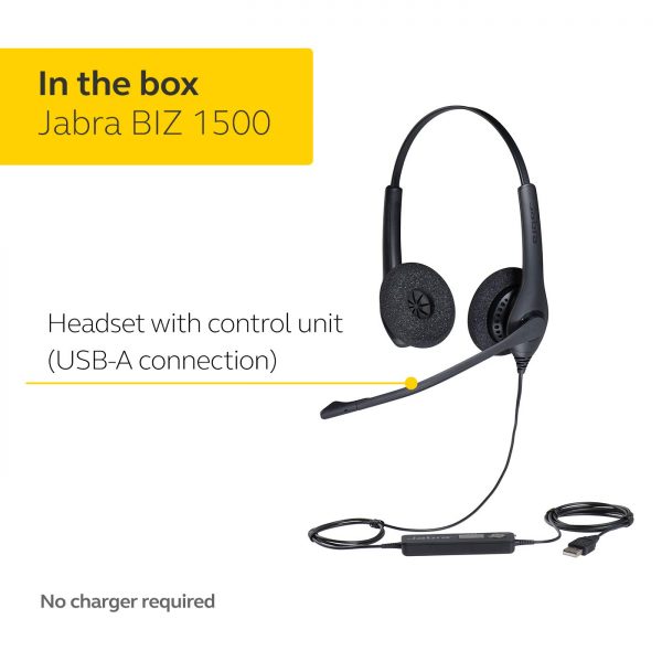 Jabra Biz 1500 Duo USB Headset - Black - Image 5