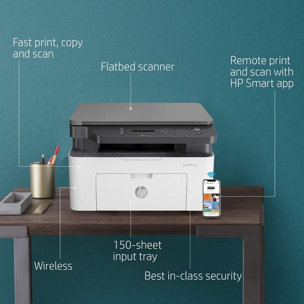 HP Laserjet 136w Laser Monochrome Print, Scan, Copy   with Direct Wi-Fi, Compact Design, Fast Printing - Image 4