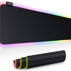 RGB Gaming Mouse Pad, Large Extended Soft Led Mouse Pad with 14 Lighting Modes, Computer Keyboard Mousepads Mat