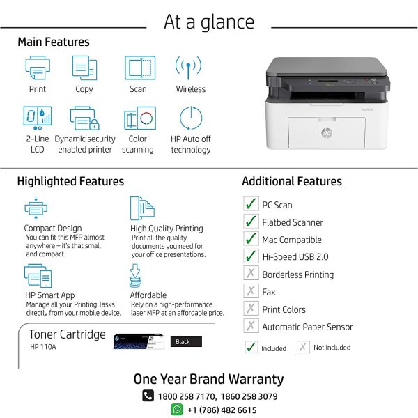 HP Laserjet 136w Laser Monochrome Print, Scan, Copy   with Direct Wi-Fi, Compact Design, Fast Printing - Image 6
