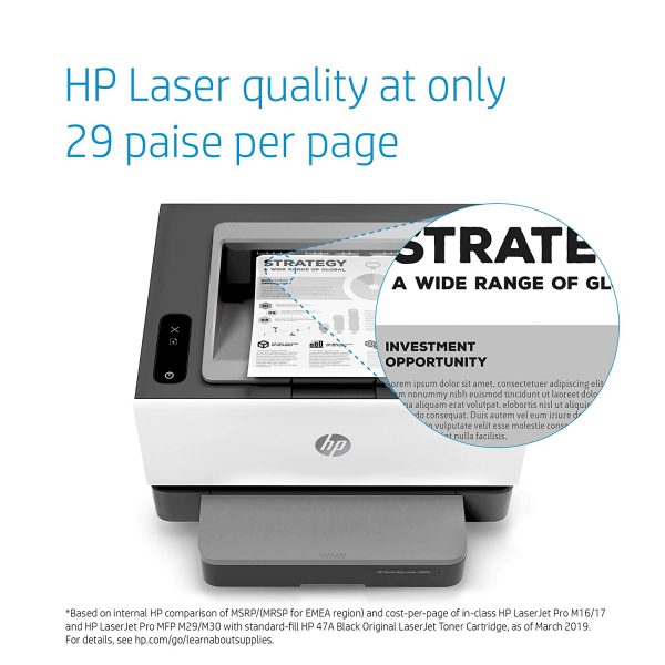 HP Neverstop 1000a Premium Laser Printer, 80% Savings on Genuine Cartridge, Self Reloadable with 5X Inbox Yield, Smart Tasks with HP Smart App, Low Emission Clean Air Quality - Image 7