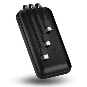 HI SMART S1001 10000 -mAh Li-Polymer Power Bank Black with 3 Output Cable