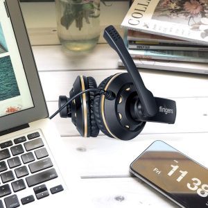 FINGERS USB-Tonic H9 Wired USB Headset with high-Definition Sound & Built-in Adjustable Mic