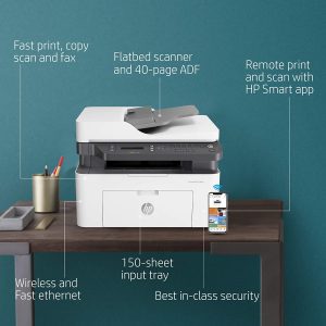 HP Laserjet 138fnw Print Copy Scan & Fax, Wi-Fi Printer, Compact Design, Reliable, and Fast Printing, Network Support