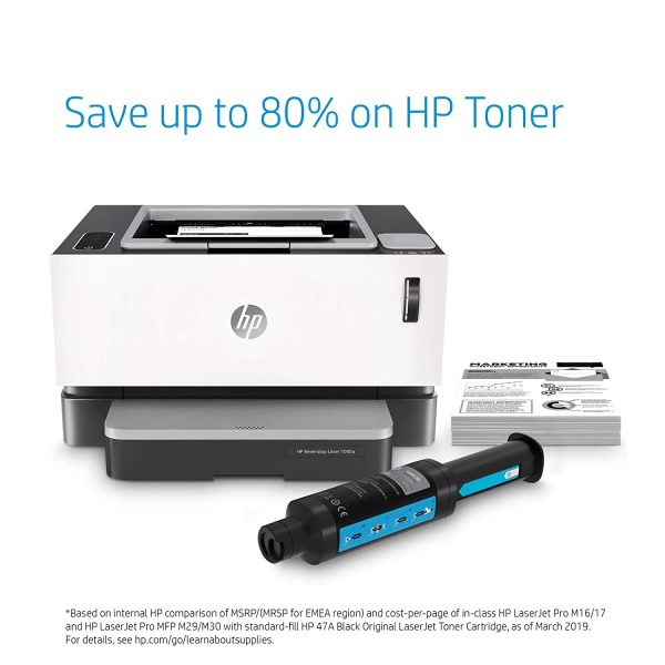 HP Neverstop 1000a Premium Laser Printer, 80% Savings on Genuine Cartridge, Self Reloadable with 5X Inbox Yield, Smart Tasks with HP Smart App, Low Emission Clean Air Quality - Image 4