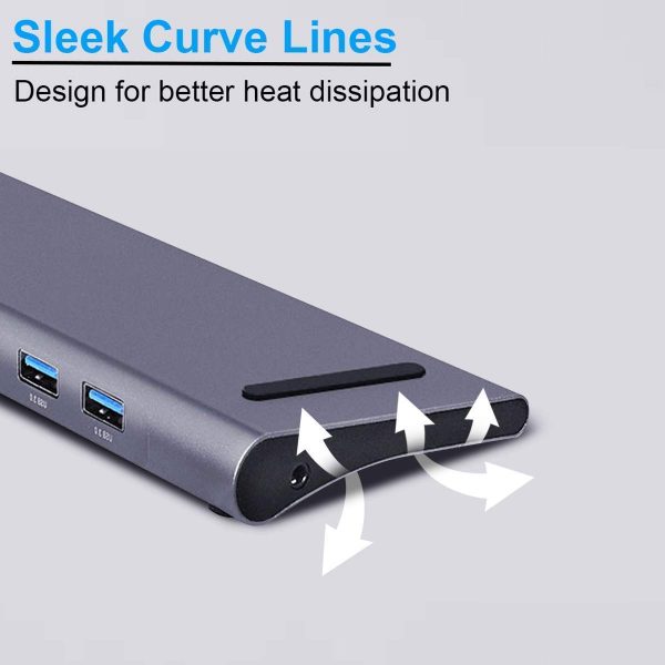 PVTEC USB C Hub Docking Station Aluminum Multi-Function 11 in 1 Hub Pro, Gigabit Ethernet,3.0 USB Ports,SD Card, Headphone/Speaker Connections,HDMI/VGA/SD/TF/RJ45/USB-C Converter - Image 7