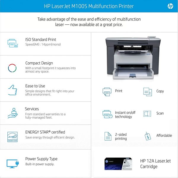 HP Laserjet M1005 Multifunction Laser Printer (Black) - Image 3